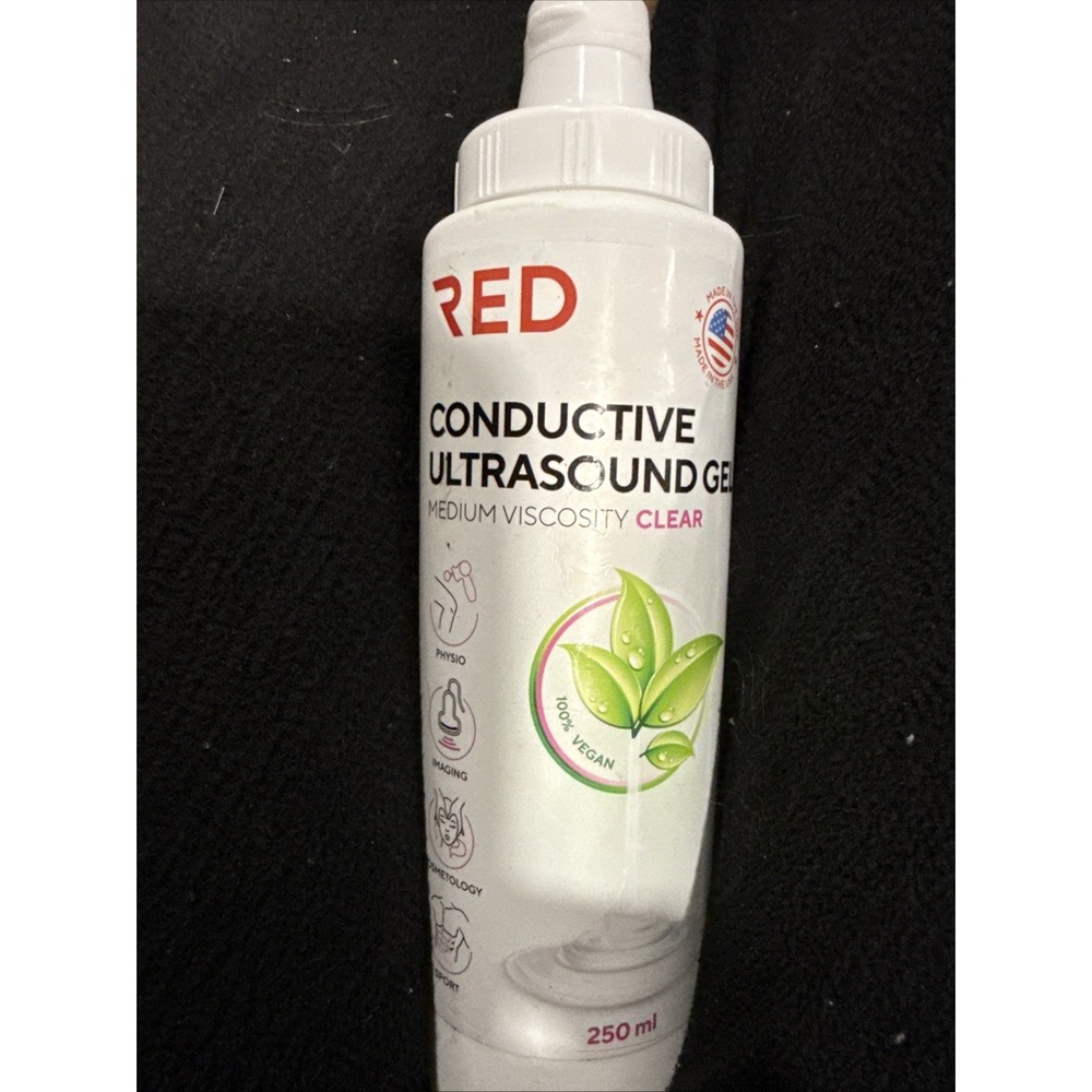 RED Conductive Ultrasound Gel CLEAR Medium Viscosity Blue Psysio Imaging